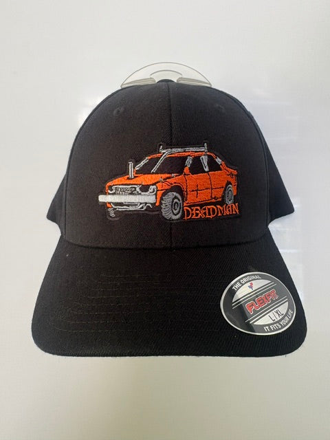 Flex Fit Hat- Orange Car Black Hat