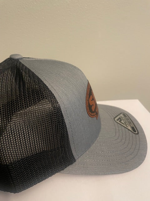 Grey Leather Patch Hat