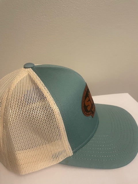 Smoke Blue Leather Patch Hat