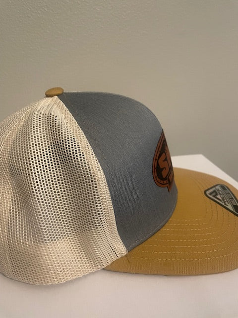 Amber Gold Leather Patch Hat